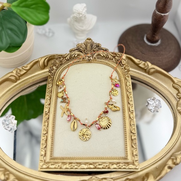 Gold Charm Necklace – Natural Pearls, Crystals, and Shells - Picture 14 of 14